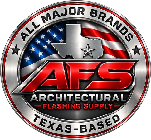 AFS Architectural Flashing Supply badge: All Major Brands, Texas-Based